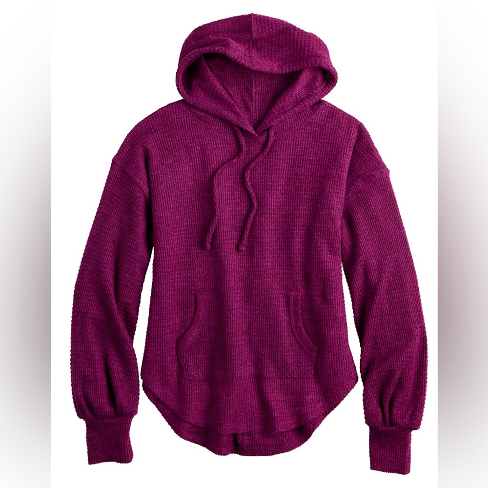 NWT SO Juniors Balloon Sleeve Hoodie Petunia Magenta XXL